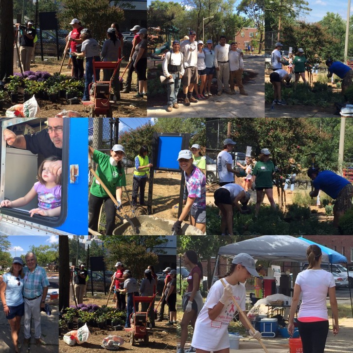 Collage of Volunteers at Playground